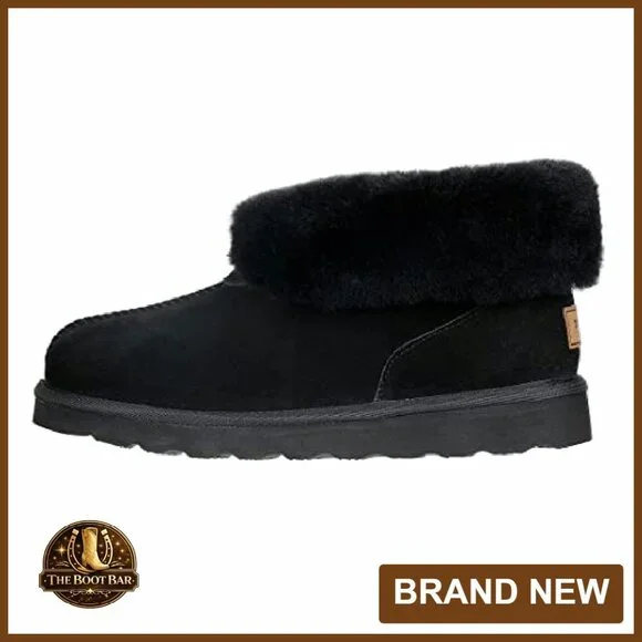 Genuine Suede Slipper Boots Memory Foam Indoor Outdoor Ankle Booties